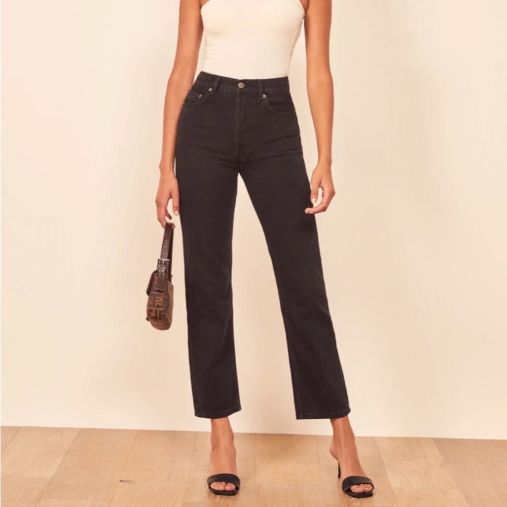 Reformation Cynthia High Rise Black Jeans